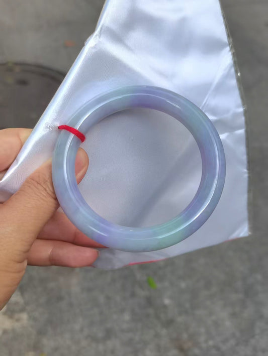 GUARDIAN | JAYDE Natural Grade-A Jadeite Bangle in Pastel Lavender Purple and Pastel Green (56mm Round)