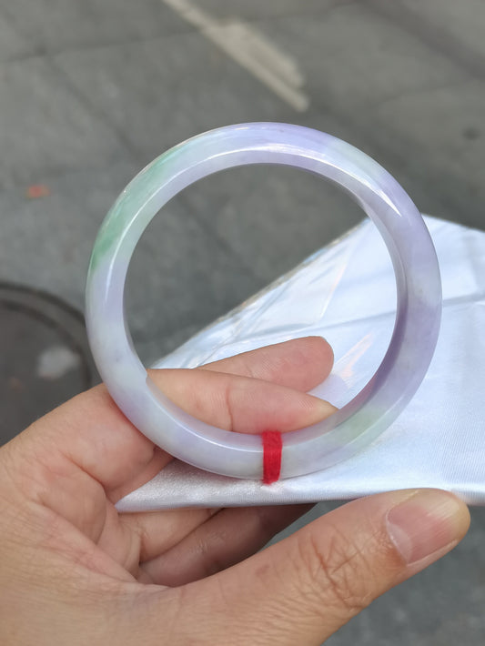 GUARDIAN | JAYDE Natural Grade-A Jadeite Bangle in Pastel Lavender Purple and Pastel Green (55.6mm Half Round)