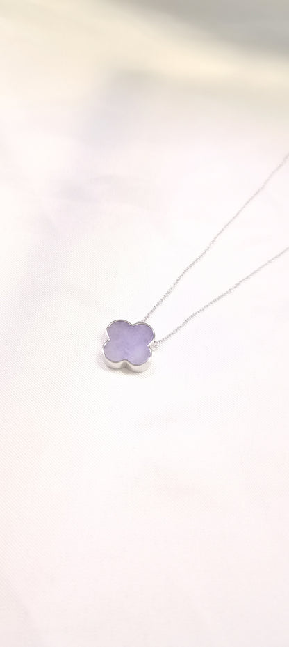 Nature | Serendipity Four Leaf Clover Jadeite Pendant in Dark Lavender Purple