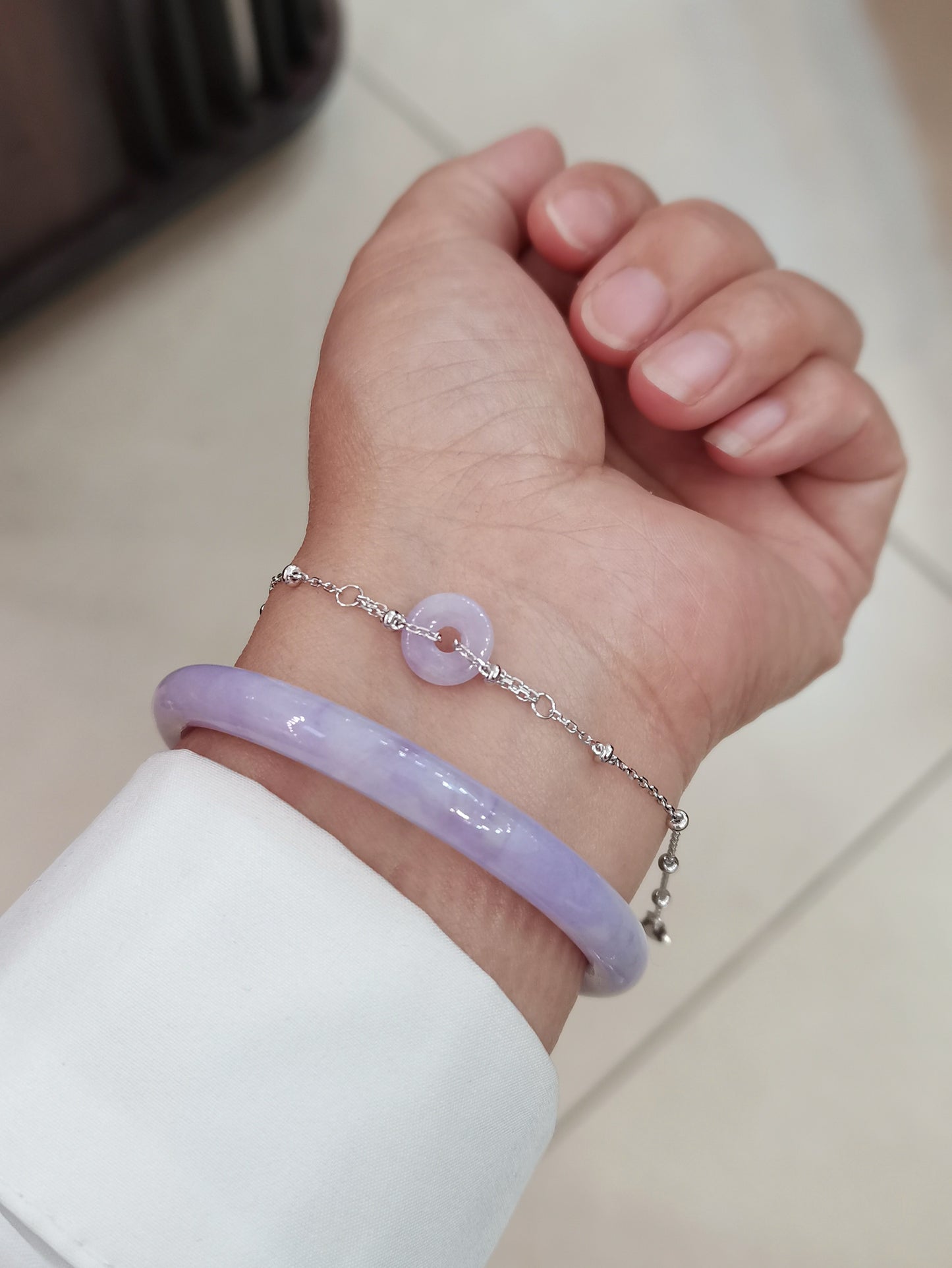 Guardian | Liàn Safekeeping 'Ping An' Jadeite Bracelet in Dark Lavender Purple