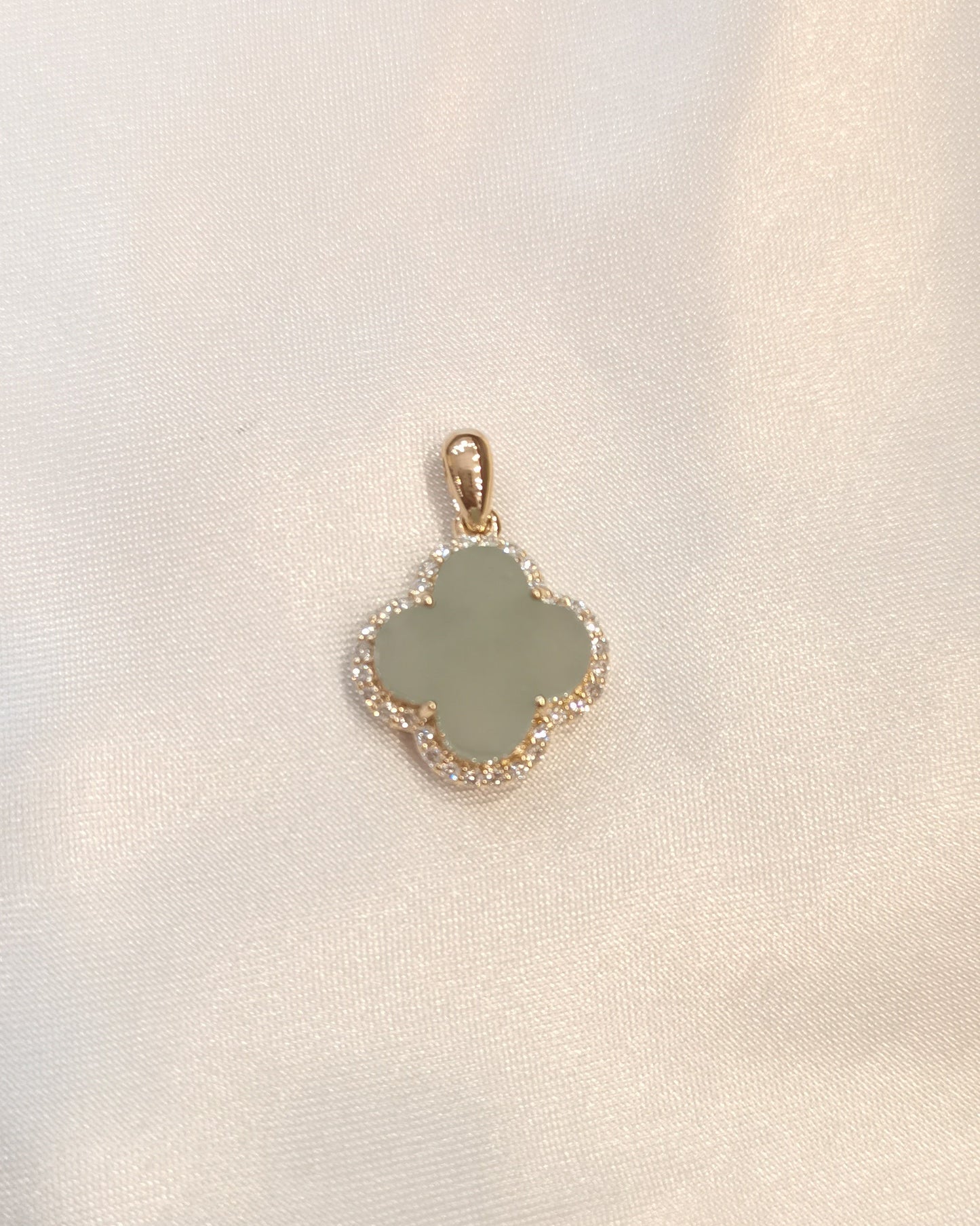 Nature | Serendipity Four Leaf Clover Jadeite Pendant in Light Aqua Green (18K Gold Vermeil)