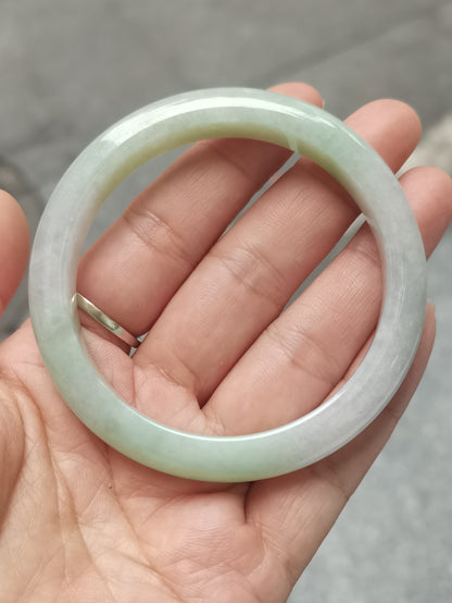 GUARDIAN | JAYDE Untreated Grade-A Jadeite Bangle in Pastel Green and Light Purple undertone (56.5mm Half Round)
