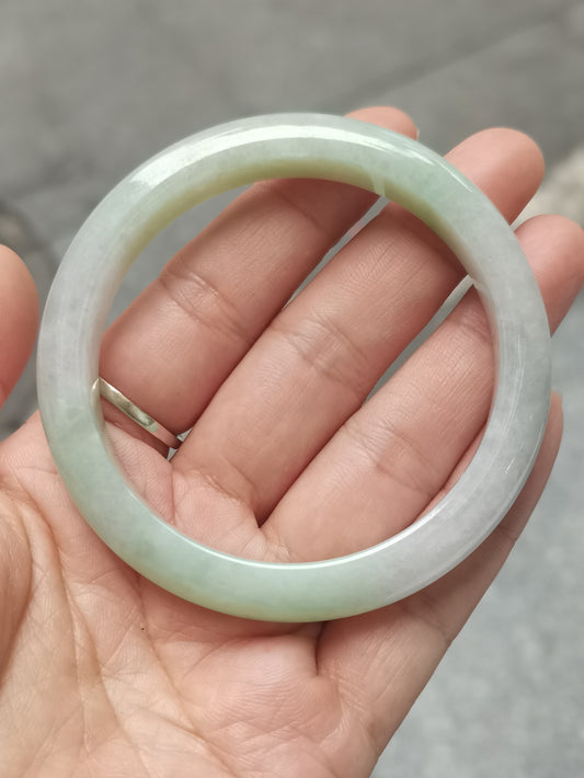 GUARDIAN | JAYDE Untreated Grade-A Jadeite Bangle in Pastel Green and Light Purple undertone (56.5mm Half Round)