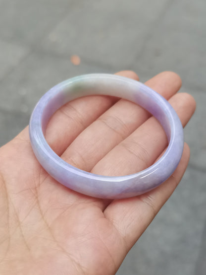 GUARDIAN | JAYDE Untreated Grade-A Jadeite Bangle in Dreamy Lavender Purple and Pastel Green (53.6mm Oval)