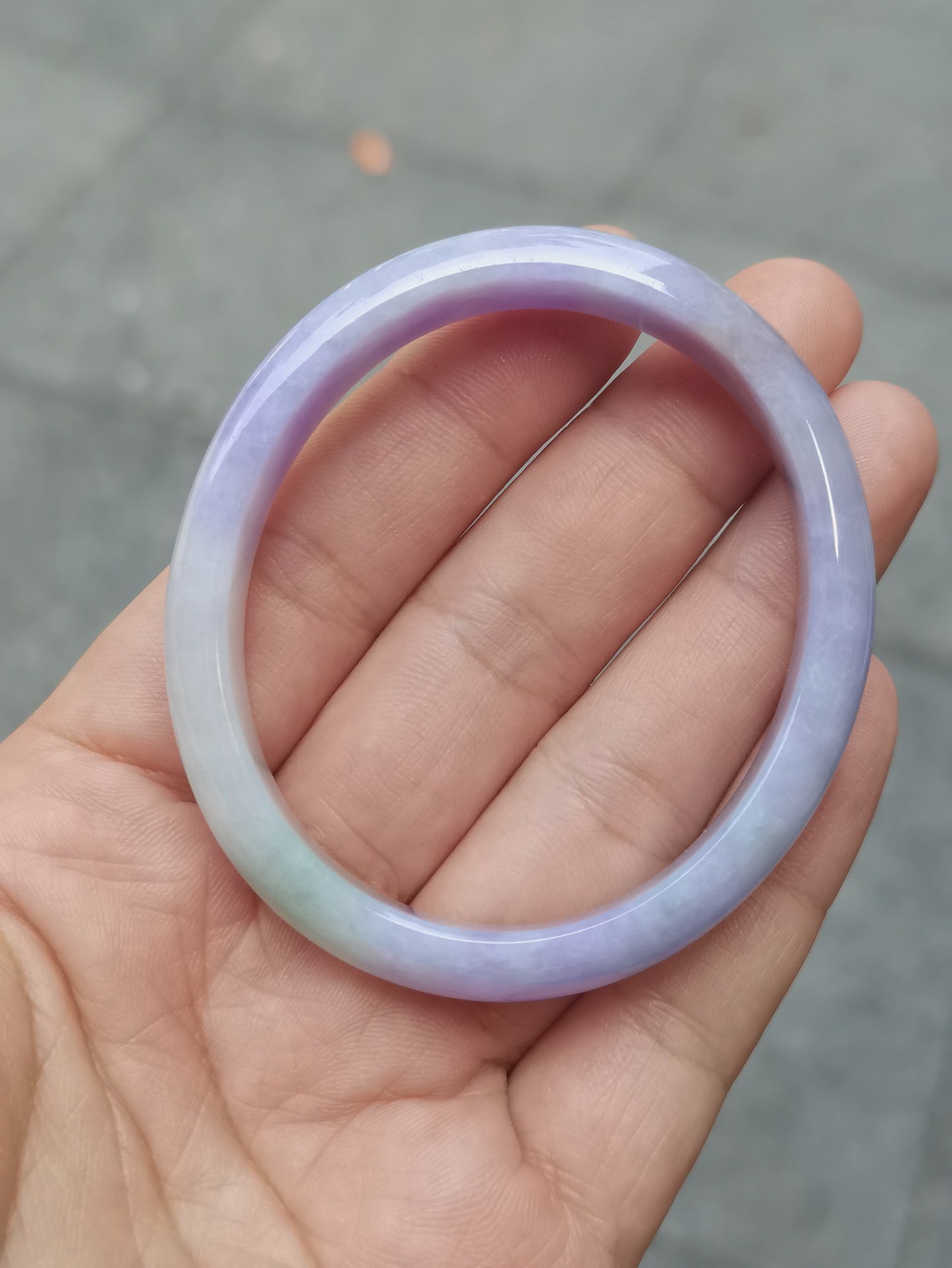 GUARDIAN | JAYDE Untreated Grade-A Jadeite Bangle in Dreamy Lavender Purple and Pastel Green (53.6mm Oval)