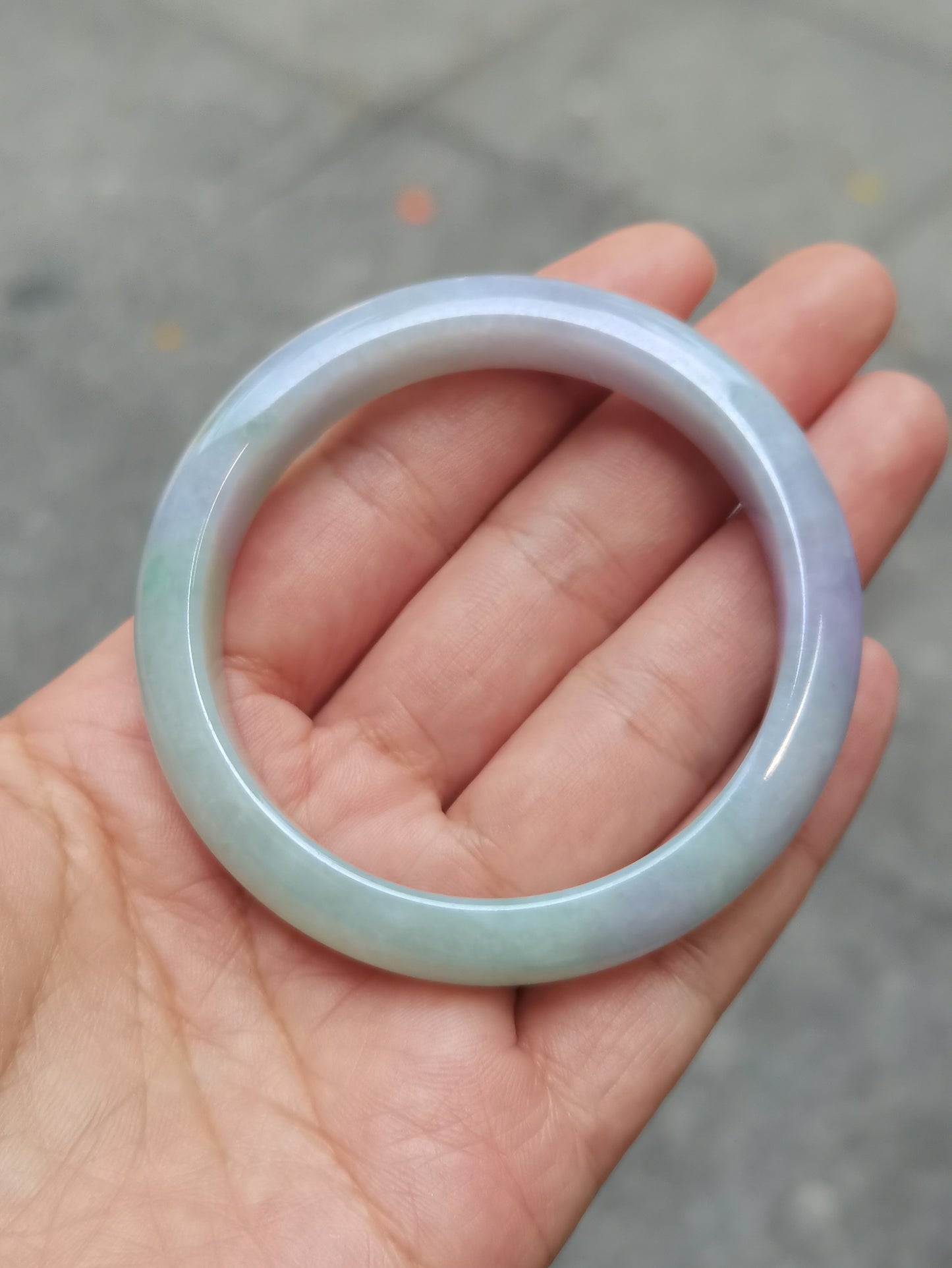 GUARDIAN | JAYDE Untreated Grade-A Jadeite Bangle in Dreamy Lavender Purple and Pastel Green (52.7mm Half Round)