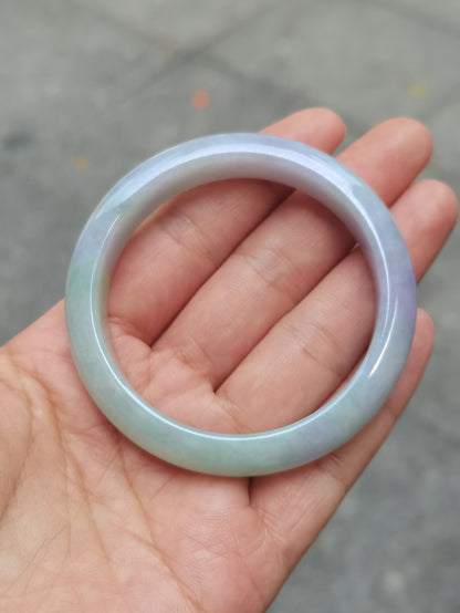 GUARDIAN | JAYDE Untreated Grade-A Jadeite Bangle in Dreamy Lavender Purple and Pastel Green (52.7mm Half Round)