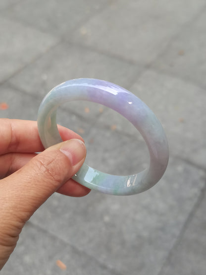 GUARDIAN | JAYDE Untreated Grade-A Jadeite Bangle in Dreamy Lavender Purple and Pastel Green (52.7mm Half Round)