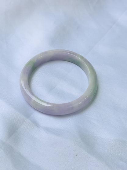 GUARDIAN | JAYDE Untreated Grade-A Jadeite Bangle in Dreamy Lavender Purple and Pastel Green (54.5mm Half Round)