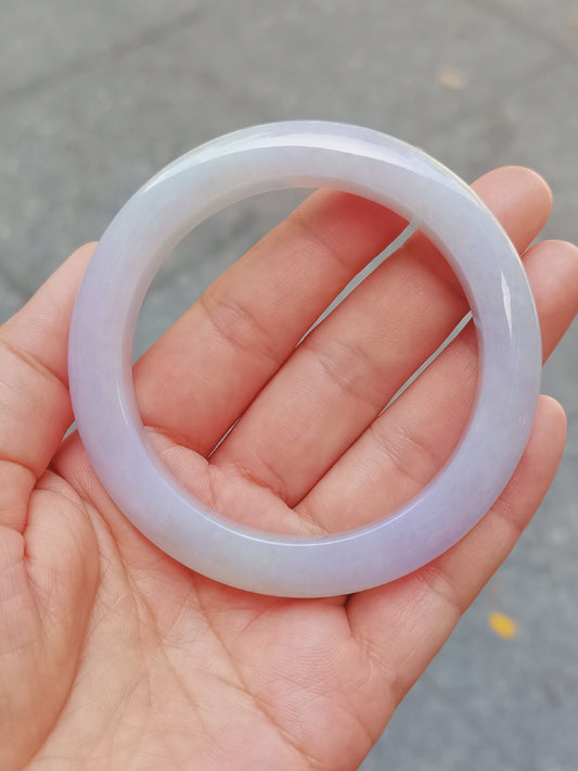 GUARDIAN | JAYDE Untreated Grade-A Jadeite Bangle in Dreamy Lavender Purple and Pastel Green (57.5mm Half Round)