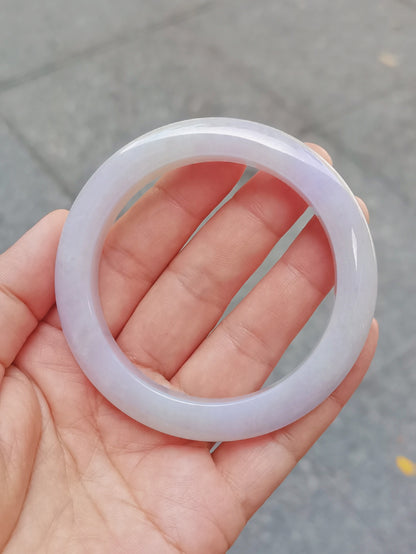 GUARDIAN | JAYDE Untreated Grade-A Jadeite Bangle in Dreamy Lavender Purple and Pastel Green (57.5mm Half Round)