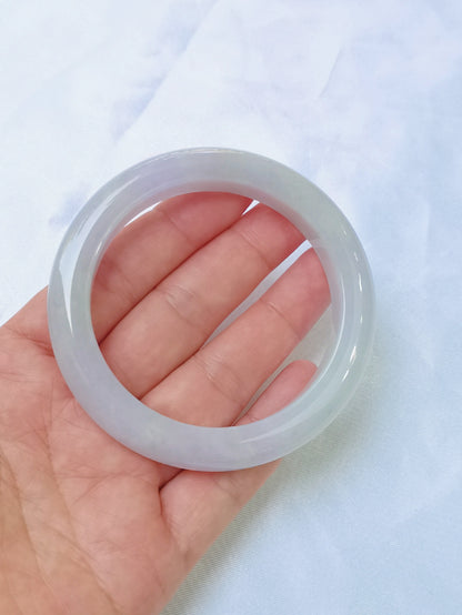 GUARDIAN | JAYDE Untreated Grade-A Jadeite Bangle in Dreamy Lavender Purple and Pastel Green (52.3mm Half Round)