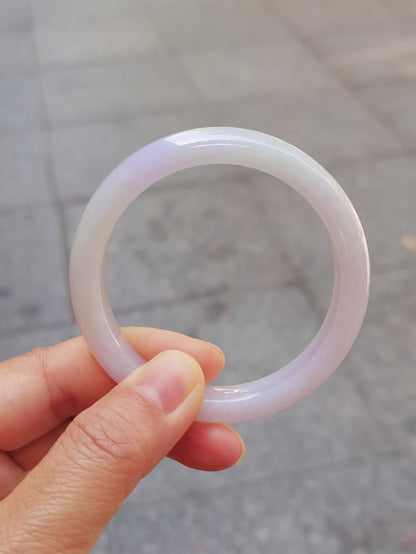 GUARDIAN | JAYDE Untreated Grade-A Jadeite Bangle in Dreamy Lavender Purple and Pastel Green (52.3mm Half Round)