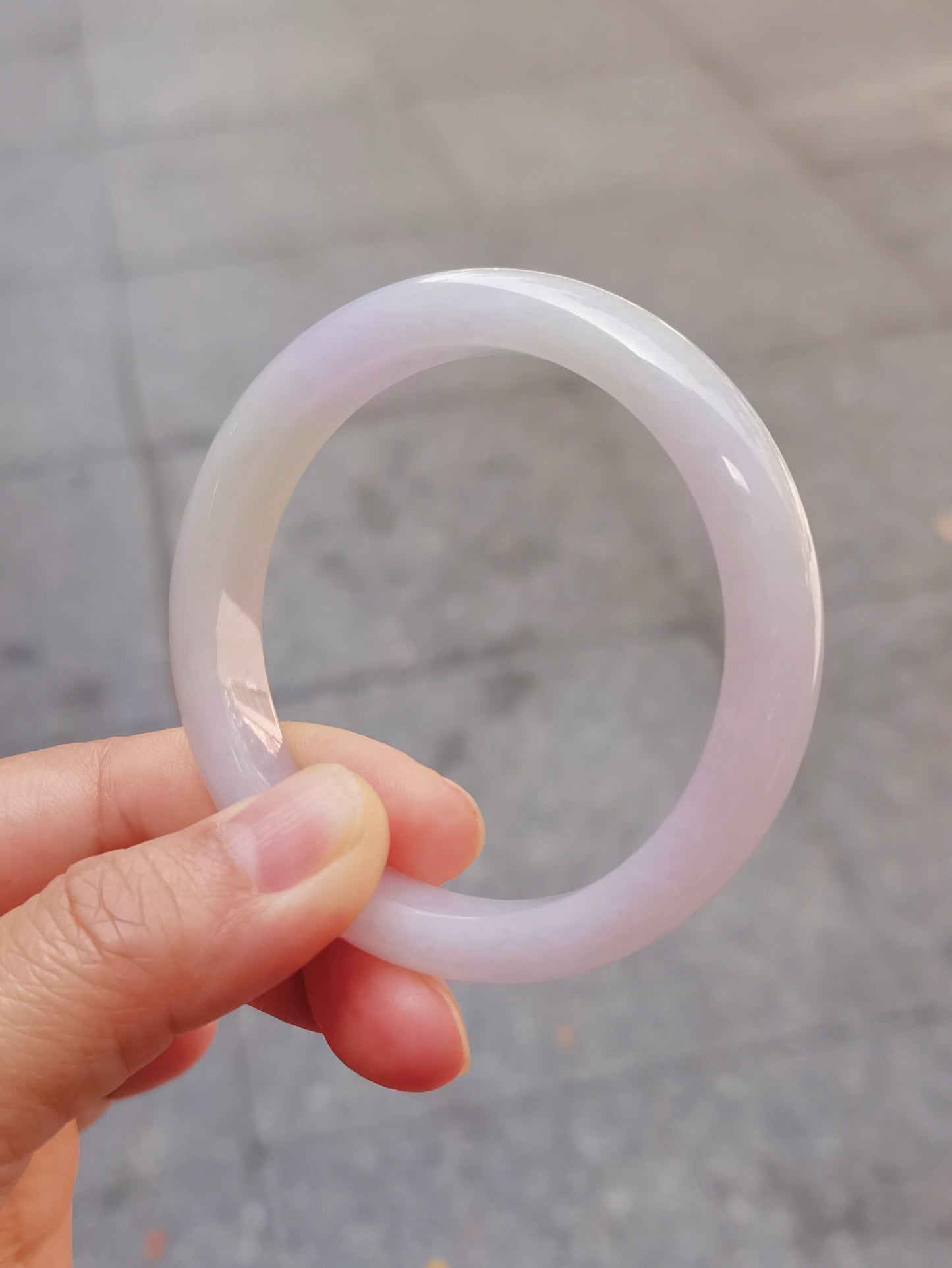 GUARDIAN | JAYDE Untreated Grade-A Jadeite Bangle in Dreamy Lavender Purple and Pastel Green (52.3mm Half Round)