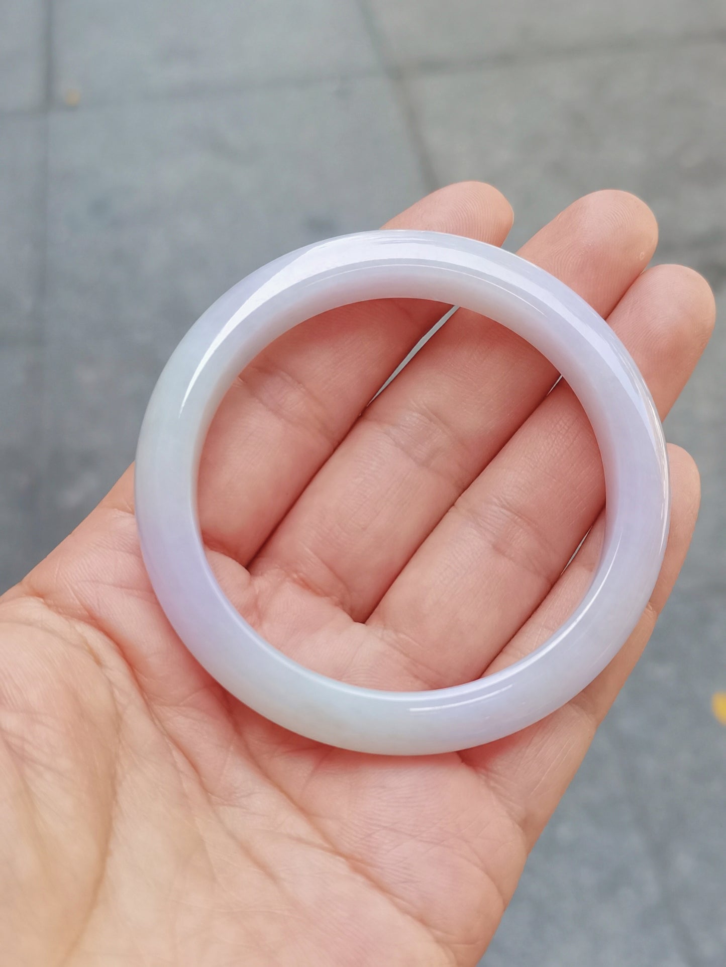 GUARDIAN | JAYDE Untreated Grade-A Jadeite Bangle in Dreamy Lavender Purple and Pastel Green (52.3mm Half Round)