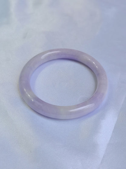 GUARDIAN | JAYDE Untreated Grade-A Jadeite Bangle in Dark Lavender Purple and White (51.8mm Round)