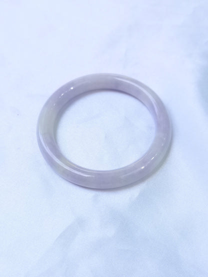 GUARDIAN | JAYDE Untreated Grade-A Jadeite Bangle in Dark Lavender Purple and White (51.8mm Round)