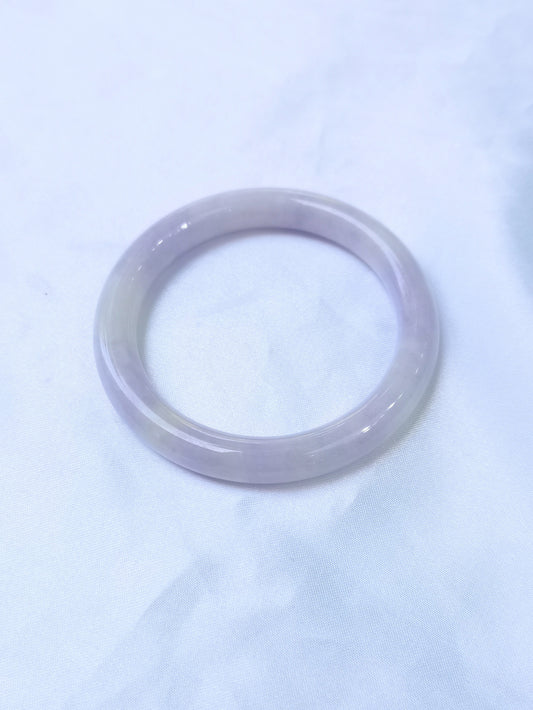 GUARDIAN | JAYDE Untreated Grade-A Jadeite Bangle in Dark Lavender Purple and White (51.8mm Round)