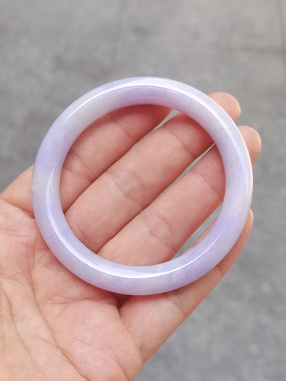 GUARDIAN | JAYDE Untreated Grade-A Jadeite Bangle in Dark Lavender Purple and White (51.8mm Round)
