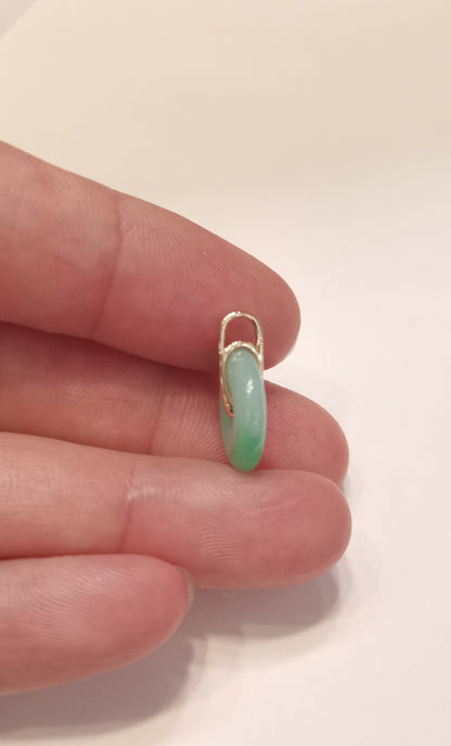 Guardian | Minimalistic Imperial Safekeeping 'Ping An' Jadeite Pendant in Deep Green (13mm, 18ct Gold)