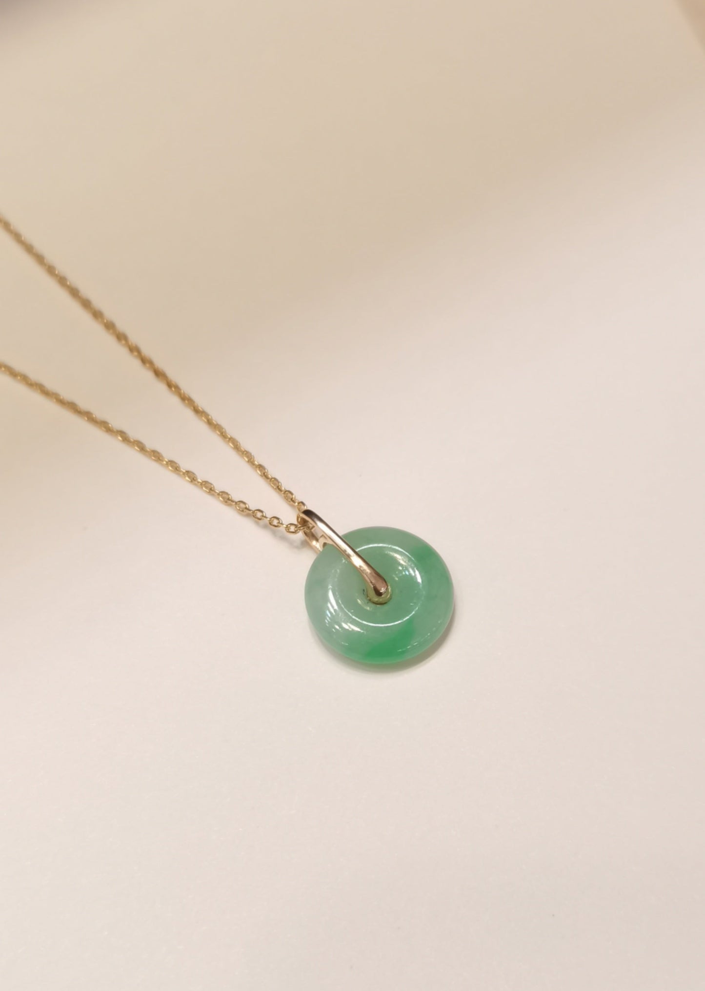Guardian | Minimalistic Imperial Safekeeping 'Ping An' Jadeite Pendant in Deep Green (13mm, 18ct Gold)