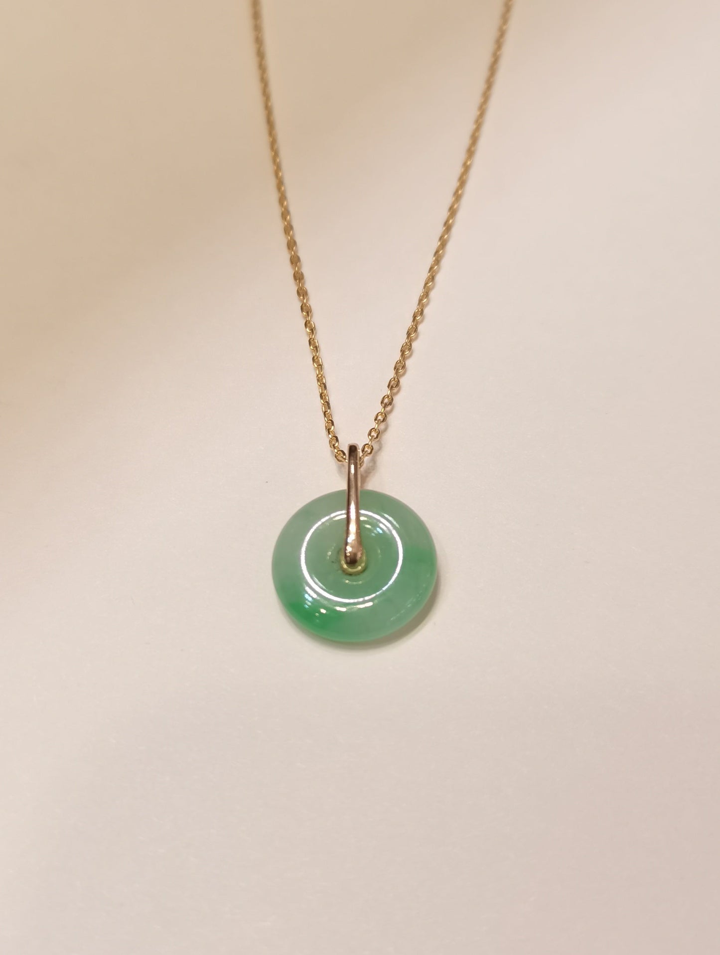 Guardian | Minimalistic Imperial Safekeeping 'Ping An' Jadeite Pendant in Deep Green (13mm, 18ct Gold)