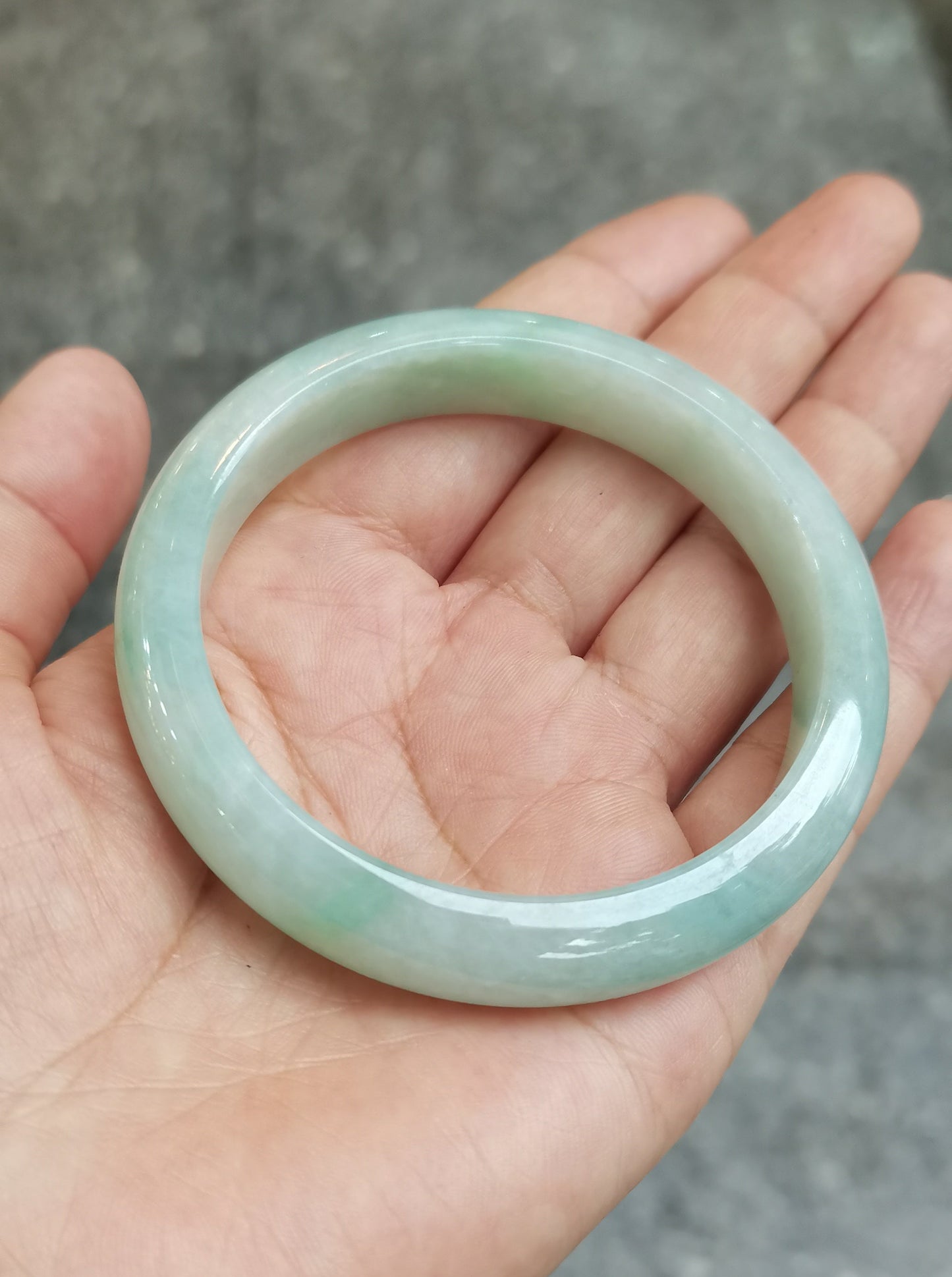 GUARDIAN | JAYDE Untreated Grade-A Jadeite Bangle in Light Pastel Green (57.4mm Half Round)