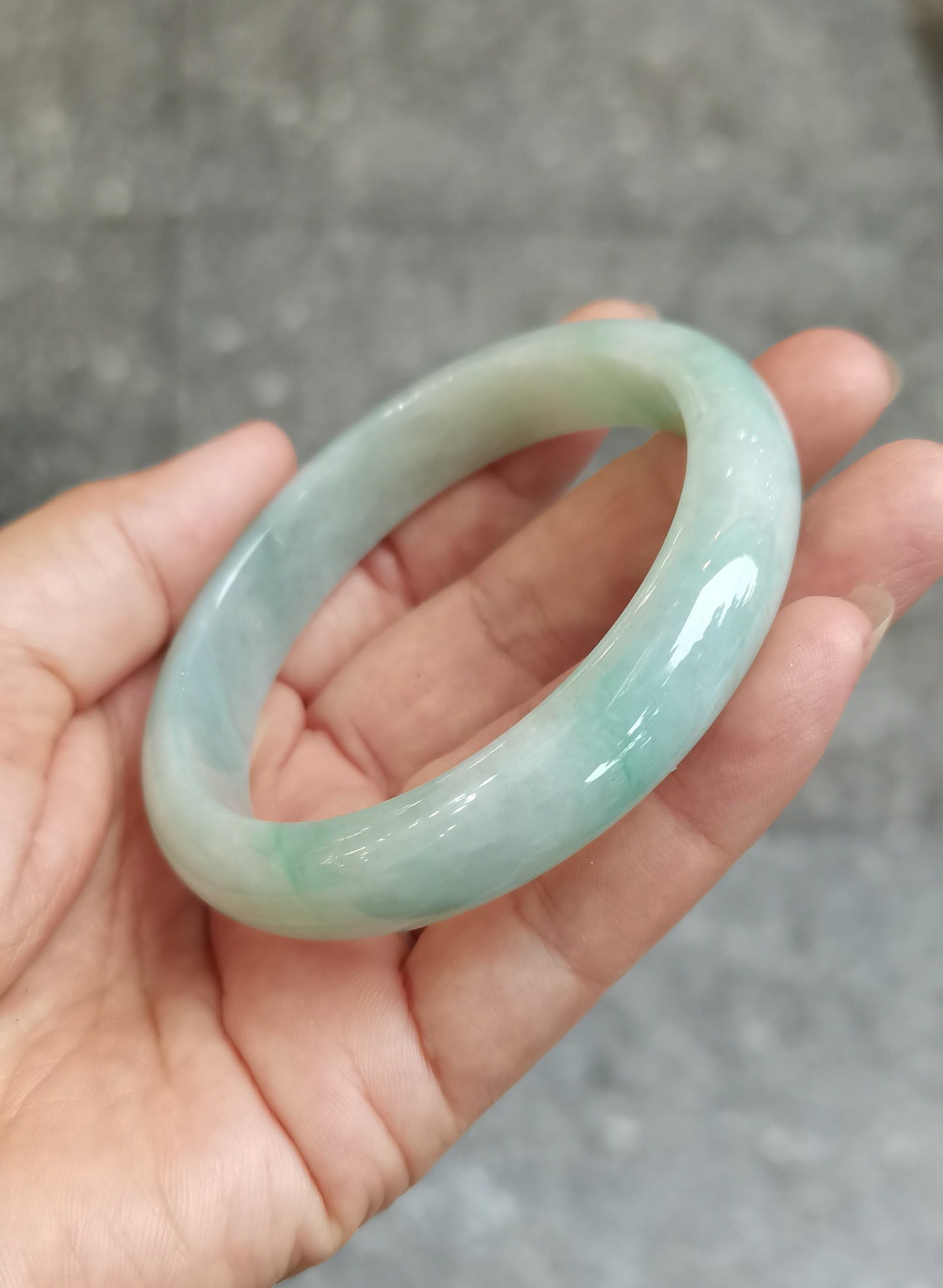 GUARDIAN | JAYDE Untreated Grade-A Jadeite Bangle in Light Pastel Green (57.4mm Half Round)