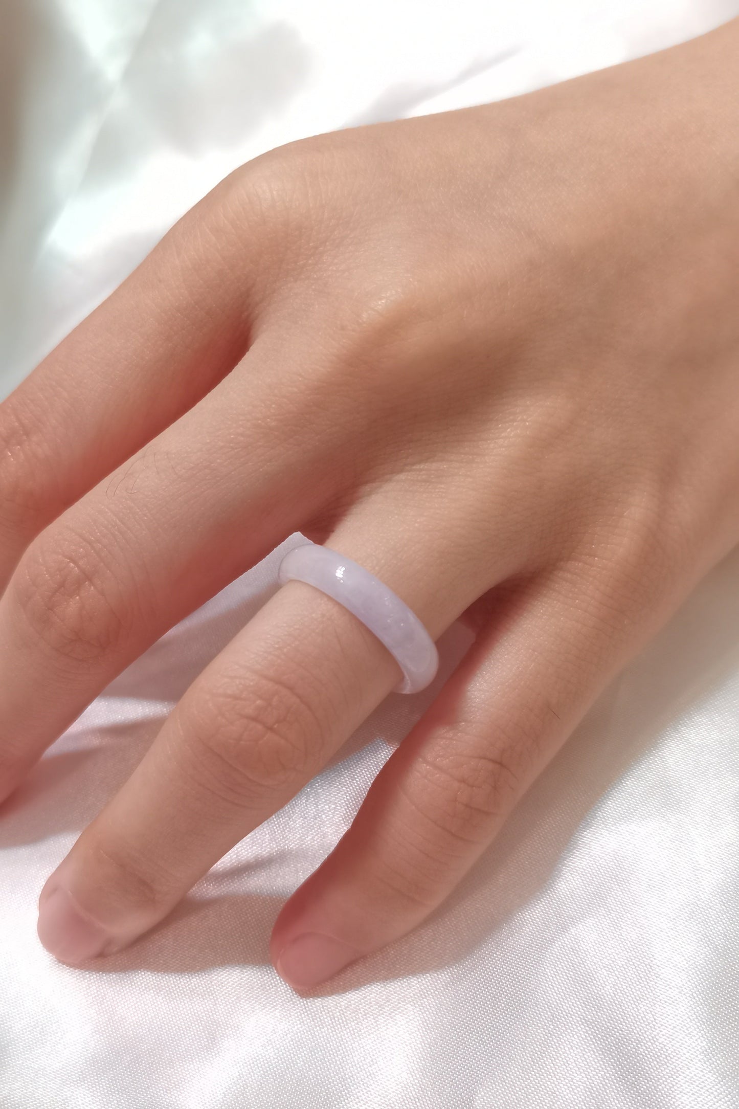 Yuan | Untreated Grade-A Jadeite Ring in Light Lavender Purple