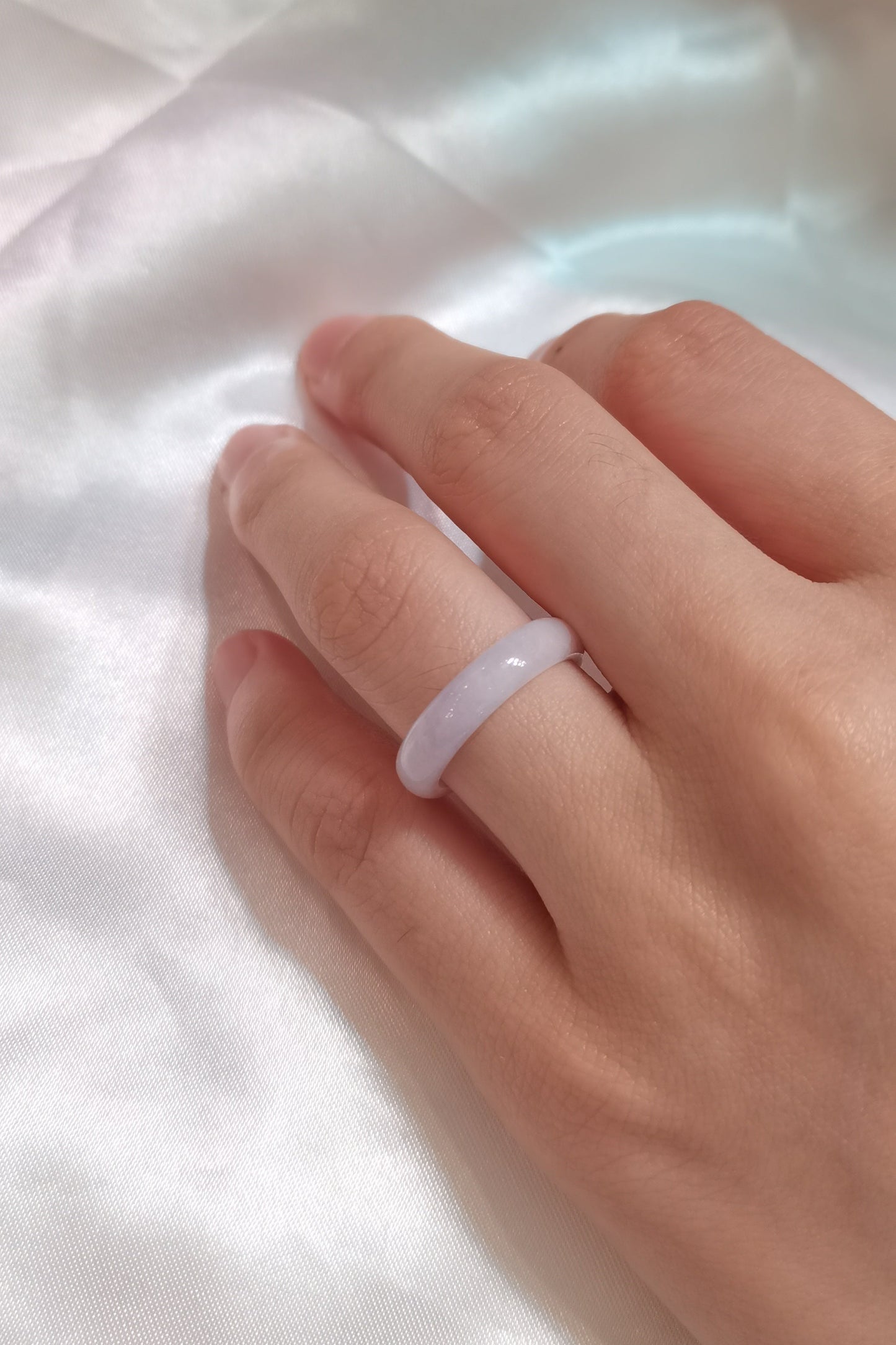 Yuan | Untreated Grade-A Jadeite Ring in Light Lavender Purple