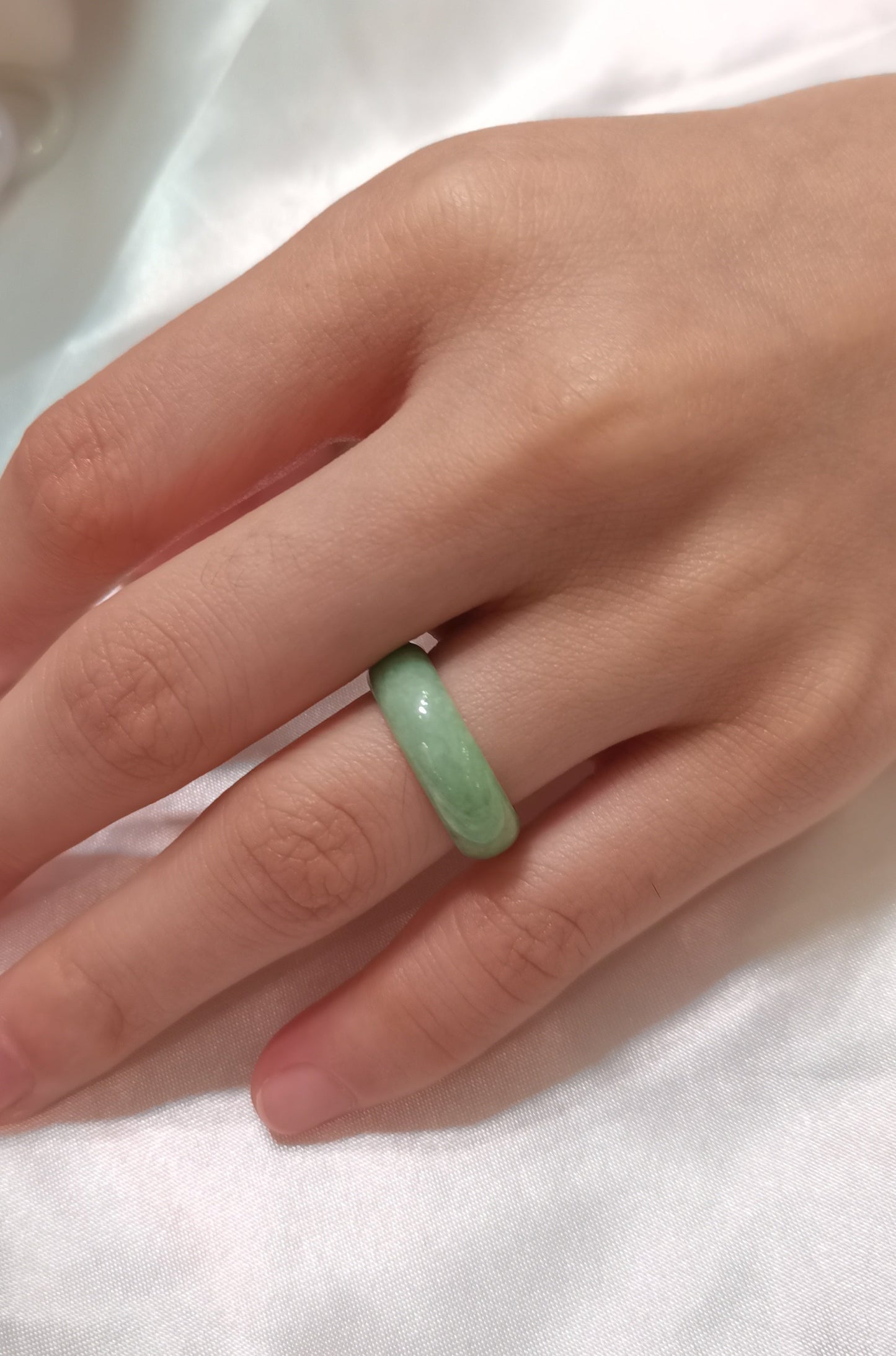 Yuan | Untreated Grade-A Jadeite Ring in Pastel Green