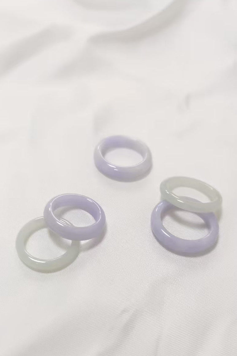 Yuan | Untreated Grade-A Jadeite Ring in Darker Lavender Purple
