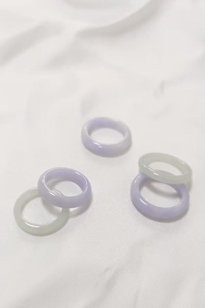 Yuan | Untreated Grade-A Jadeite Ring in Darker Lavender Purple