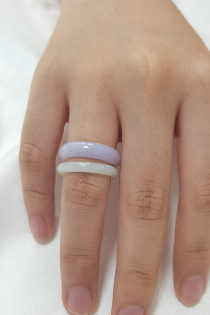 Yuan | Untreated Grade-A Jadeite Ring in Darker Lavender Purple