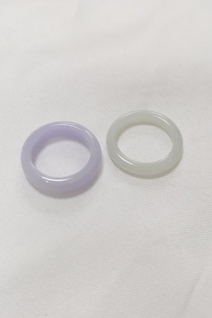 Yuan | Untreated Grade-A Jadeite Ring in Darker Lavender Purple