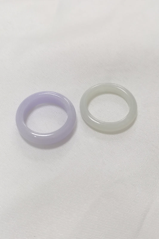 Yuan | Untreated Grade-A Jadeite Ring in Darker Lavender Purple