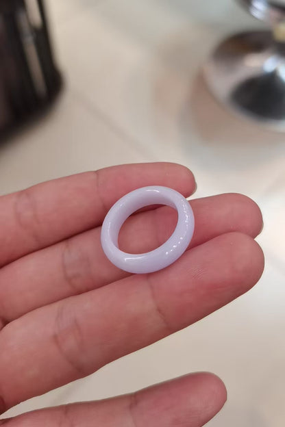Yuan | Untreated Grade-A Jadeite Ring in Darker Lavender Purple
