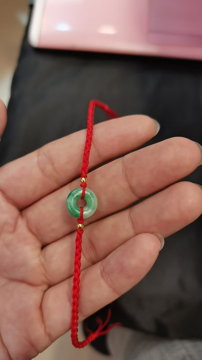 Guardian | Dainty Safekeeping Adjustable 'Ping An' Jadeite Braided Bracelet w/ gold plated beads