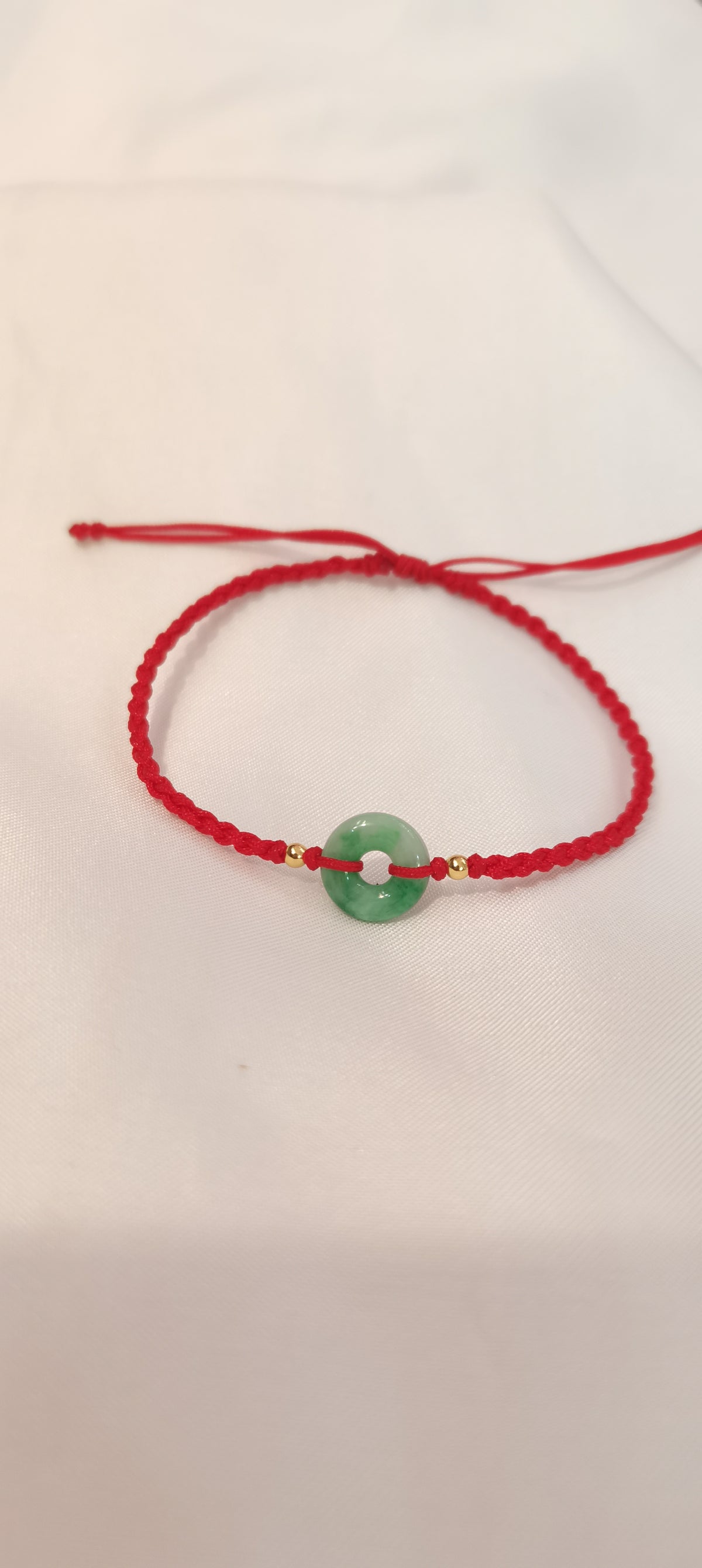 Guardian | Dainty Safekeeping Adjustable 'Ping An' Jadeite Braided Bracelet w/ gold plated beads
