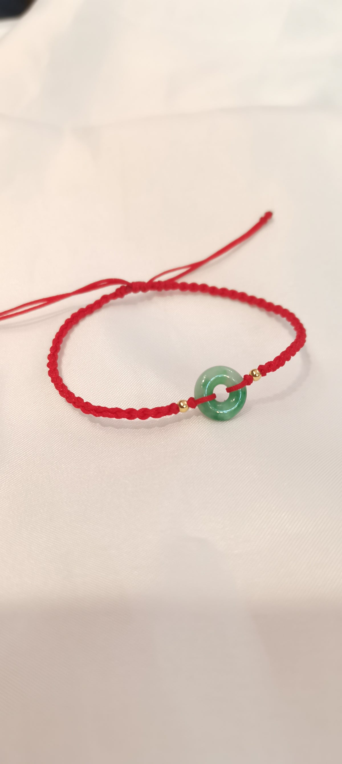 Guardian | Dainty Safekeeping Adjustable 'Ping An' Jadeite Braided Bracelet w/ gold plated beads
