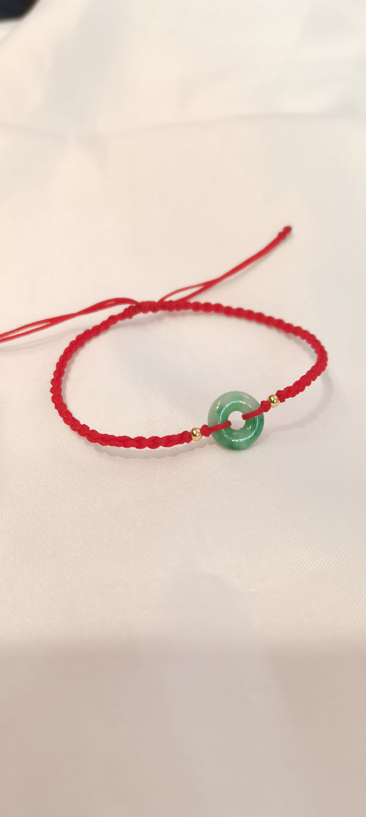 Guardian | Dainty Safekeeping Adjustable 'Ping An' Jadeite Braided Bracelet w/ gold plated beads