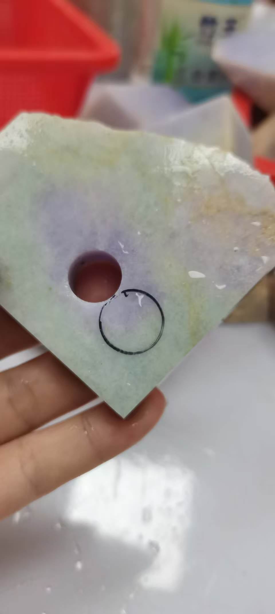 Yuan | Untreated Grade-A Jadeite Ring in Lavender Purple and Pastel Green