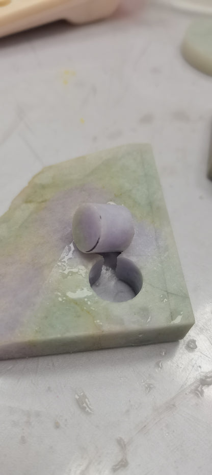 Yuan | Untreated Grade-A Jadeite Ring in Lavender Purple and Pastel Green