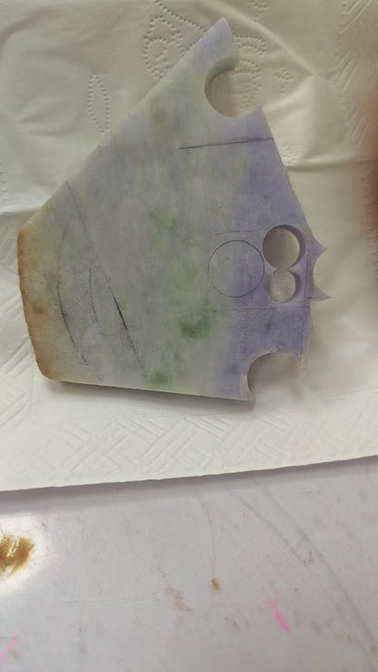 Yuan | Untreated Grade-A Jadeite Ring in Lavender Purple and Pastel Green