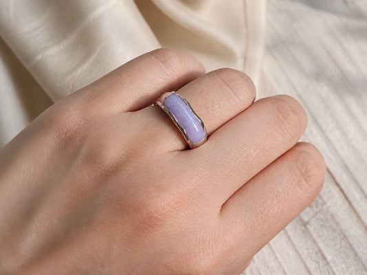 Jian | Untreated Grade-A Jadeite Ring in Dark Lavender Purple