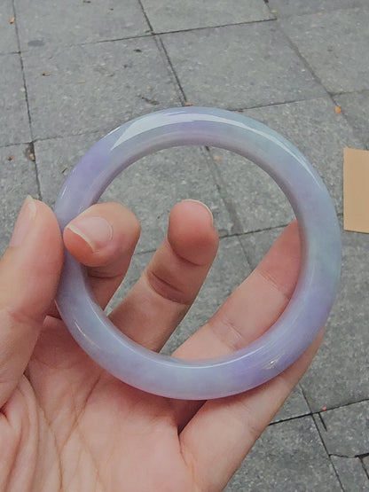 GUARDIAN | JAYDE Natural Grade-A Jadeite Bangle in Dreamy Lavender Purple and Pastel Green (57.6mm Half Round)