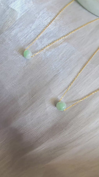 Yuan | Minimalist Floating Jadeite Necklace in Pastel Green