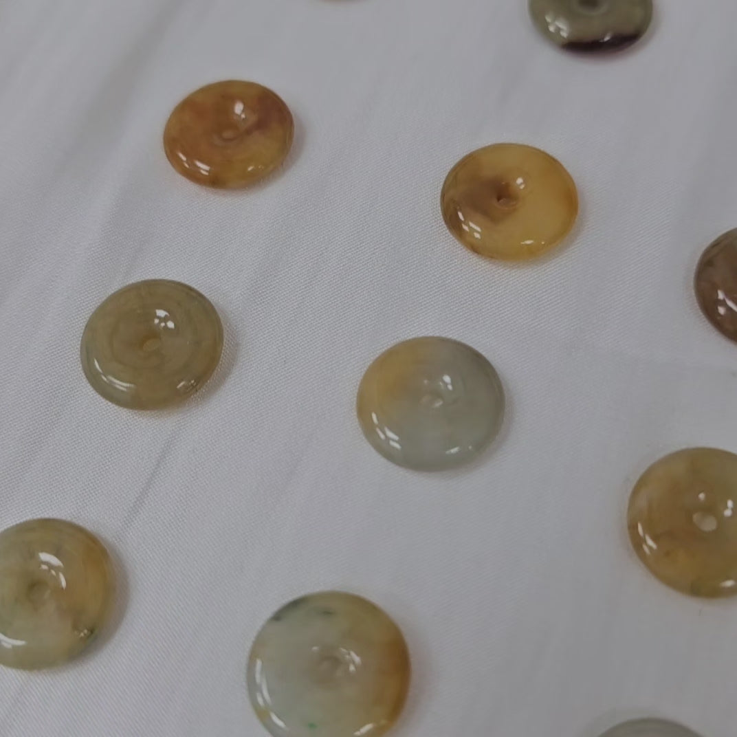 yellow and brown jadeite jade donut necklace ping an kou