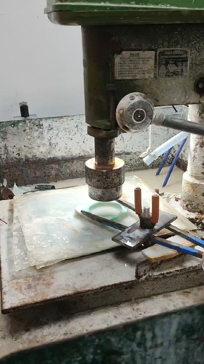 GUARDIAN | JAYDE Untreated Grade-A Jadeite Bangle in Dreamy White with patches of Vibrant Green (53.7mm Round)