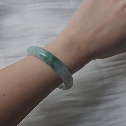 GUARDIAN | JAYDE Natural Grade-A Jadeite Bangle in Floral Green/Piao Hua (56.3mm Half Round)